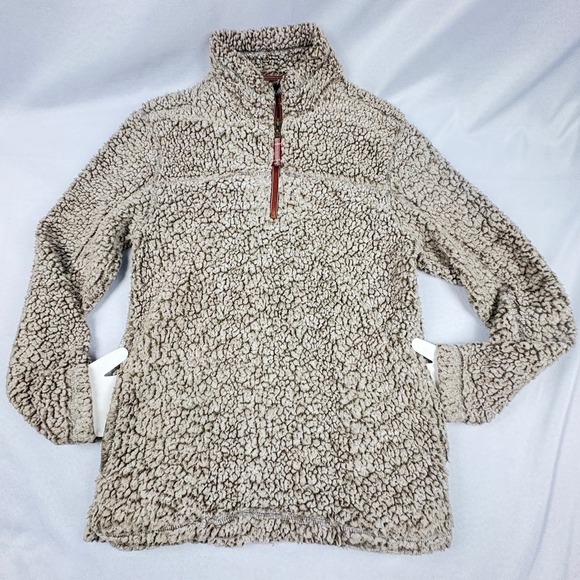 Alpine Sherpa Unisex Pullover Sm. Putty Fleece Quarter Zip Preppy, Minimalist - Picture 1 of 9